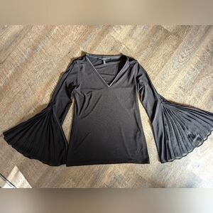 SOLD: Black long flutter flare sleeve shirt